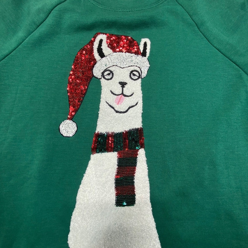 Philosophy Christmas Llama XS Womens‎ Crew Sweatshirt